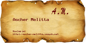 Ascher Melitta névjegykártya